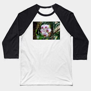 White Orchid Flowers Baseball T-Shirt